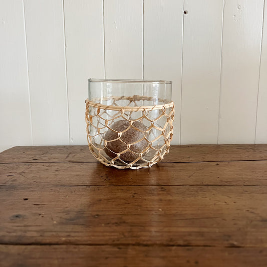 Glass and rattan candle holder - Small