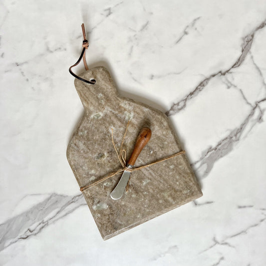 Marble board with knife